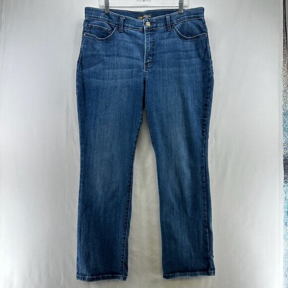 Lee Denim - Lee Jeans Womens Sz 18 Flex Motion Regular Fit Straight leg Mid Rise Denim Blue